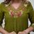 Beautiful  a green colored embroidered cotton blend anarkali suit set with a dupatta