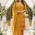 Beautiful  a mustard yellow embroidered kurta pant dupatta set.