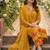 Beautiful  a mustard yellow embroidered kurta pant dupatta set.
