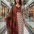 Beautiful premium white & red straight hand block printed kurti pant dupatta sets