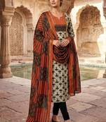 Beautiful premium white & black straight hand block printed kurti pant dupatta sets