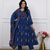 Beautiful premium blue printed &  embroidered cotton kurta set with dupatta