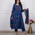 Beautiful premium blue printed &  embroidered cotton kurta set with dupatta