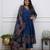 Beautiful premium blue flared anarkali cotton kurti set with a block-printed dupatta
