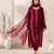 Red chanderi silk sequence embroidered round neck pakistani kurta set