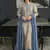 Beige chanderi silk sequence embroidered kurta set with aqua chinon dupatta