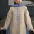 Beige chanderi silk sequence embroidered kurta set with aqua chinon dupatta