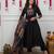 Beautiful premium black anarkali kurti set featuring a patchwork embroidered yoke and a patterned dupatta