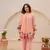 Peach chanderi silk sequence embroidered round neck kurta co-ord set