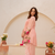 Peach chanderi silk sequence embroidered round neck kurta co-ord set