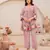 Lavender chanderi silk sequence embroidered round neck kurta co-ord set