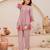 Lavender chanderi silk sequence embroidered round neck kurta co-ord set
