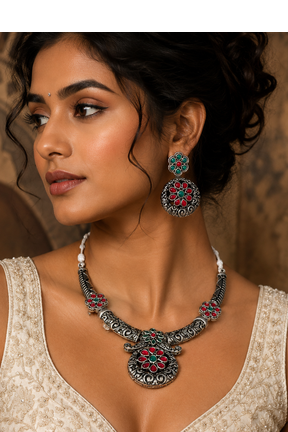 Traditional tribal flower necklace set 3