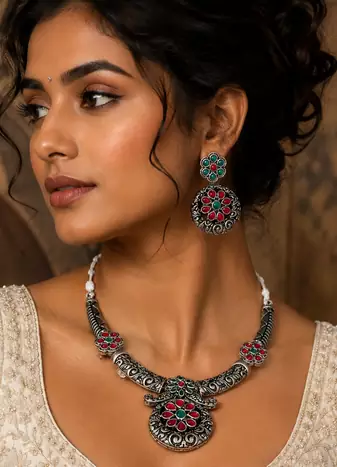 Traditional tribal flower necklace set