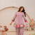 Lavender chanderi silk sequence embroidered round neck kurta co-ord set