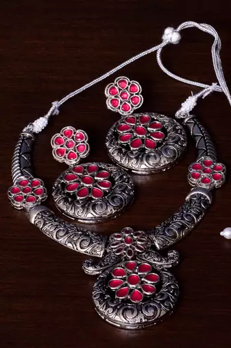 Vintage floral oxidized jewelry set