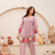 Lavender chanderi silk sequence embroidered round neck kurta co-ord set