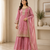 Pink colour pure gmy silk embroidered palazzo suit set