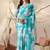 Aqua blue colour floral printed soft georgette saree with blouse
