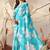 Aqua blue colour floral printed soft georgette saree with blouse