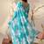 Aqua blue colour floral printed soft georgette saree with blouse