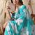 Aqua blue colour floral printed soft georgette saree with blouse
