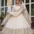 Cream colour embroidered chinon silk gown set with dupatta