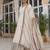 Cream colour embroidered chinon silk gown set with dupatta