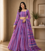 MULTI COLOUR Printed Faux Georgette Lehenga Choli Set with Dupatta