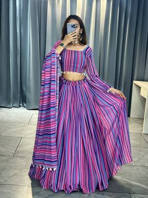 MULTI COLOUR Printed Faux Georgette Lehenga Choli Set with Dupatta 2