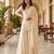 Cream premium chinon beads work suit set with dupatta