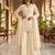 Cream premium chinon beads work suit set with dupatta