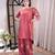 Coral roman silk embroidered kurti with farshi palazzo set