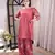 Coral roman silk embroidered kurti with farshi palazzo set