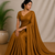 Golden maheshwari tissue saree with unstitched blouse