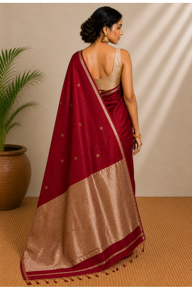Pure maheshwari handloom saree with Unstitched blouse 4