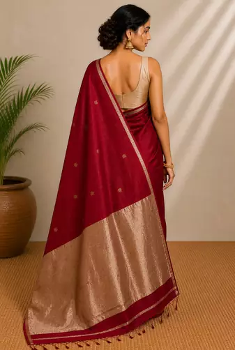 Pure maheshwari handloom saree with Unstitched blouse
