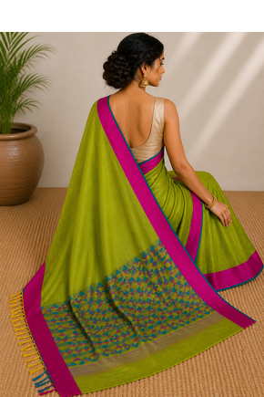 Pure maheshwari hand woven saree with blouse 4