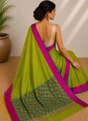 Pure maheshwari hand woven saree with blouse