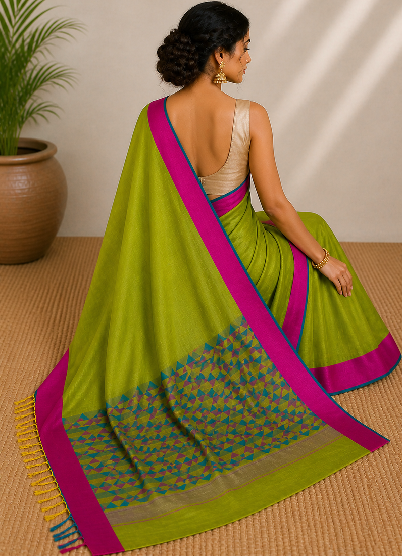 Pure maheshwari hand woven saree with blouse