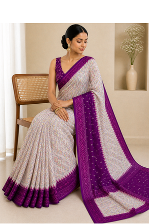 Ikaat woven saree Without Blouse 4