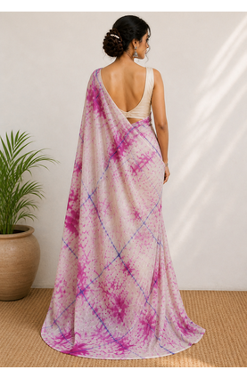 Tie & dye semi silk saree without blouse 4