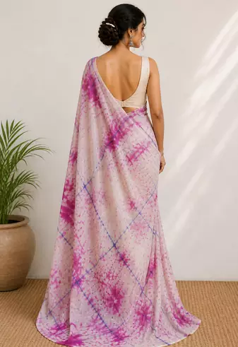 Tie & dye semi silk saree without blouse