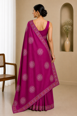 Organza with pure gajji border (With Unstitched Blouse) 4