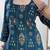 Teal blue muslin cotton digital printed kurti with embroidered farshi palazzo set