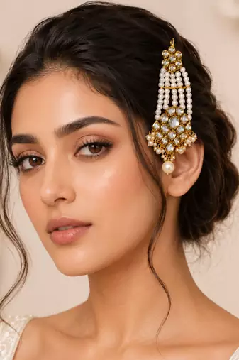 Ethnic gold plated kundan jhoomer