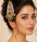 Premium kundan jhoomer with layered pearl tassels