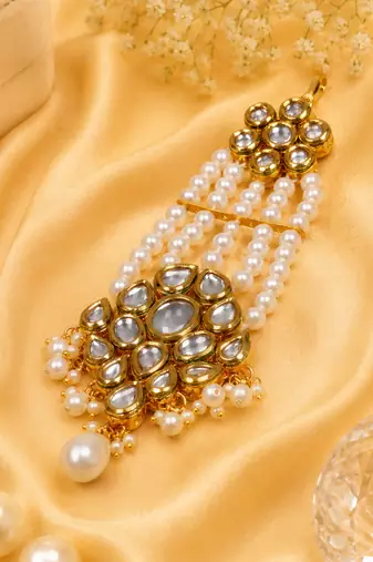 Ethnic gold plated kundan jhoomer
