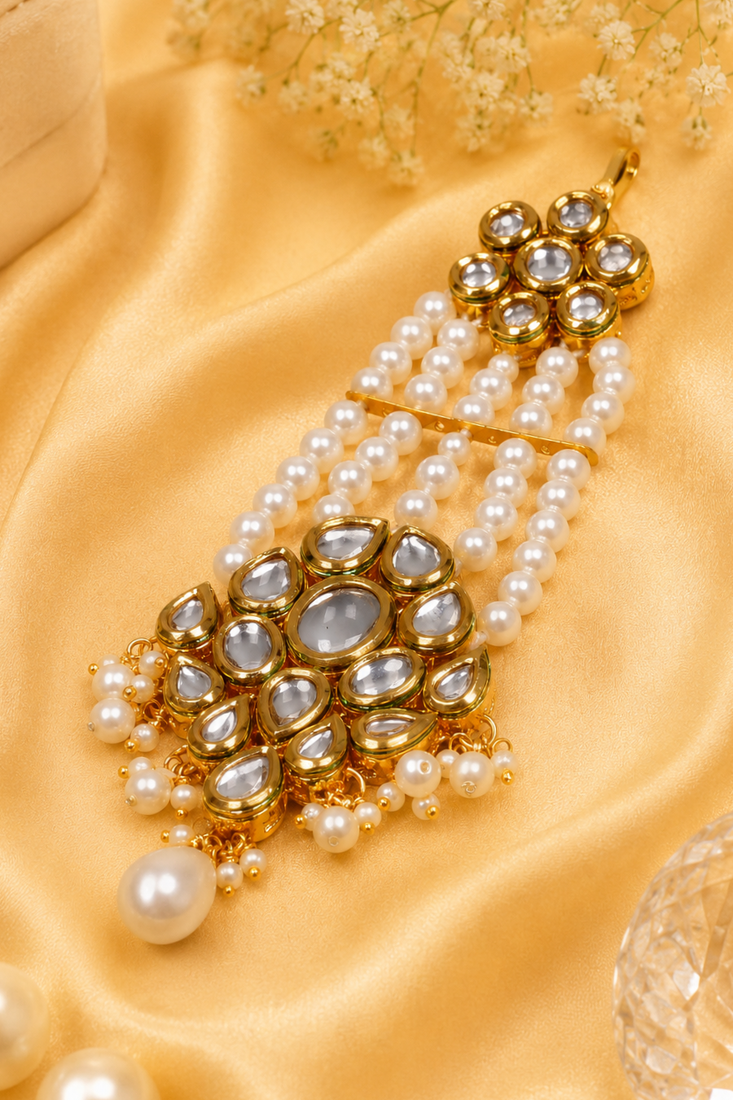 Ethnic gold plated kundan jhoomer