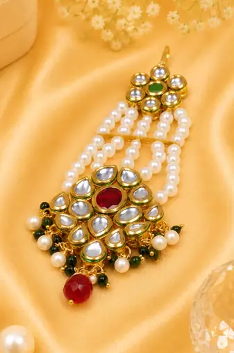 Premium kundan jhoomer with layered pearl tassels